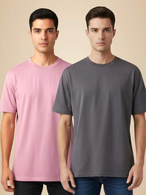 Dusty_Pink_And_Grey_Solid_Round_Neck_T_Shirt_Combo_Pack_Of_2_For_Men