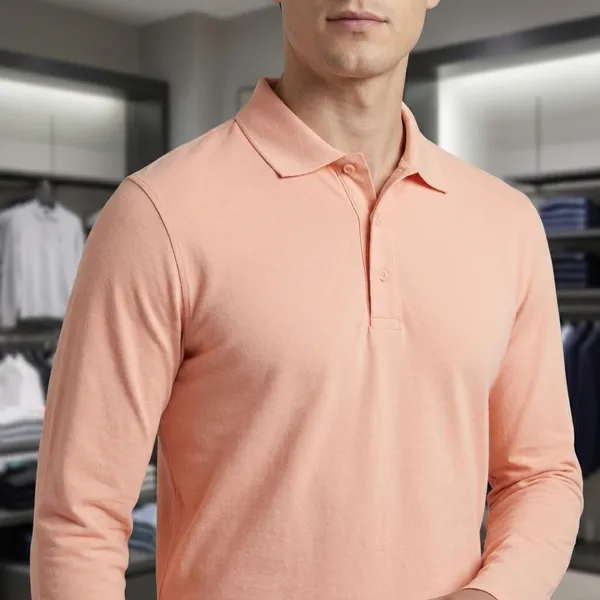 Peach_Premium_Full_Sleeve_Polo_T_Shirt_For_Men