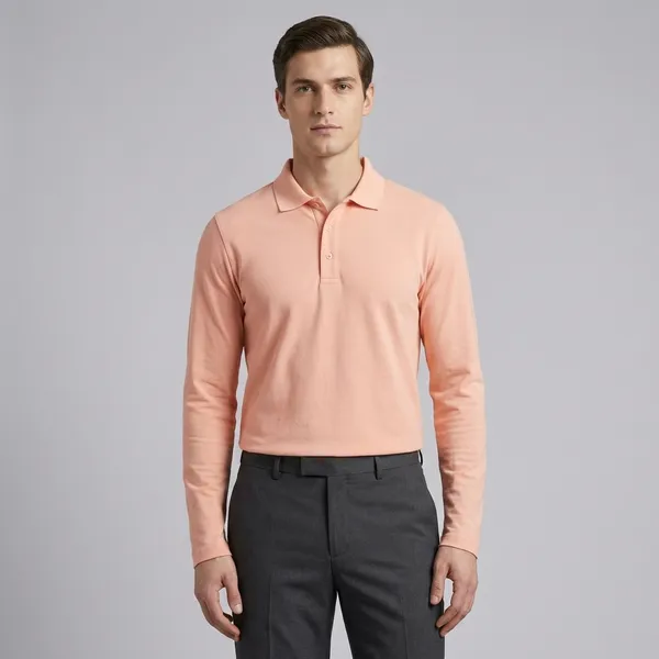 Peach_Premium_Full_Sleeve_Polo_T_Shirt_For_Men