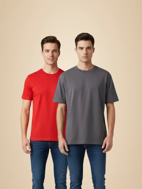 Red_And_Grey_Cotton_Round_Neck_Half_Sleeve_T_Shirt_Combo_Pack_Of_2_Ã¢â‚¬â€œ_Regular_Fit_Solid_Casual_T_Shirts_For_Men