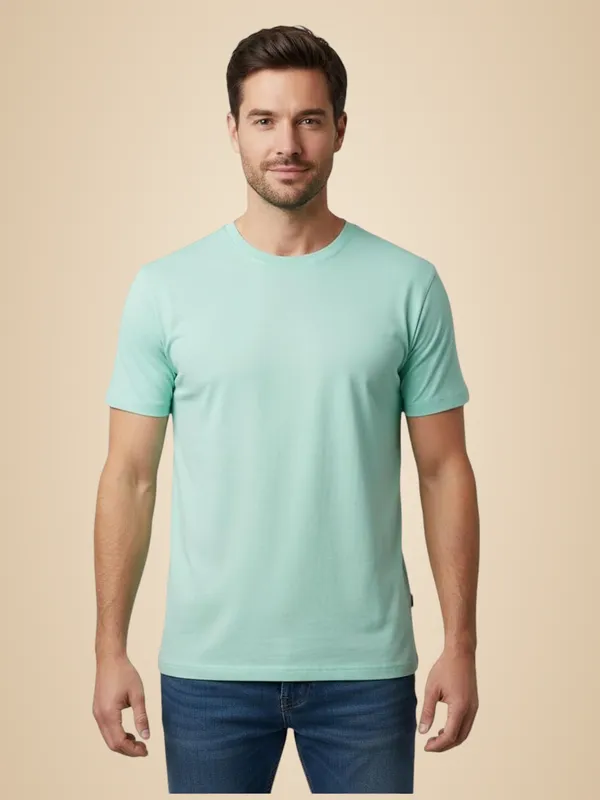 Green_Premium_Cotton_Round_Neck_T_Shirt_For_Men_Regular_Fit_Half_Sleeve_Soft_Comfortable_For_Men