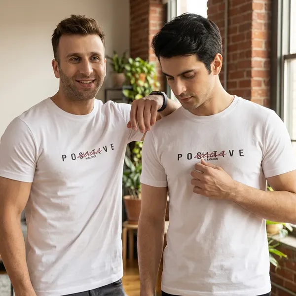 White_Poly_Cotton_T_Shirt_Casual_Round_Neck_Graphic_Print_For_Men