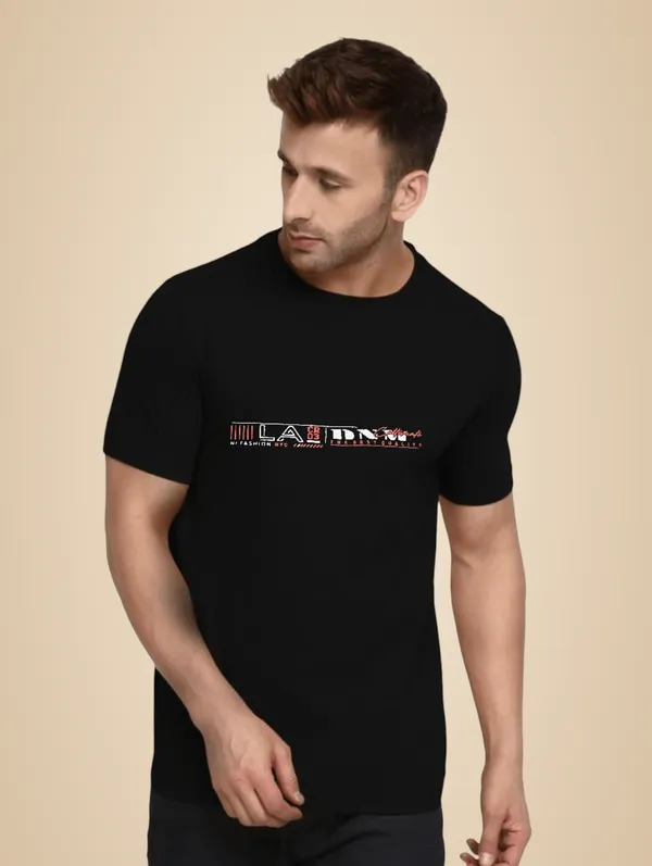 Black_Poly_Cotton_T_Shirt_Casual_Round_Neck_Graphic_Print_For_Men