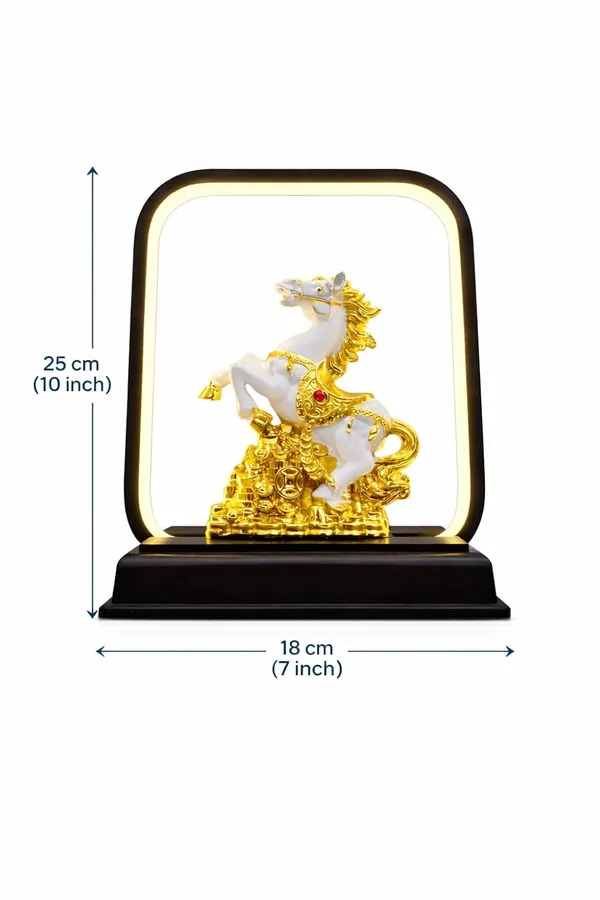 Classy_Flassy_Feng_Shui_Coin_Horse_With_Black_Led_Frame__Victory_Running_Horse_With_Gold_Coins_Vastu_Feng_Shui_Showpiece_For_Wealth_Success_And_Positive_Energy_Home_Office_Black