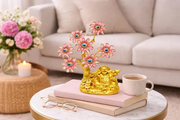 Laughing_Buddha_Feng_Shui_Vastu_Decorative_Showpiece_Good_Luck_Wealth_Positive_Energy_Home_Office_Decor_Gift_Classy_Flassy_Gold_Pink_Buddha