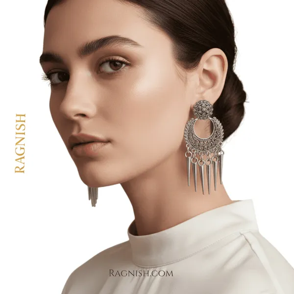 Silver_Oxidized_Alloy_And_Thread_Tassels_Premium_&_Fancy_Design_Earrings_For_Women