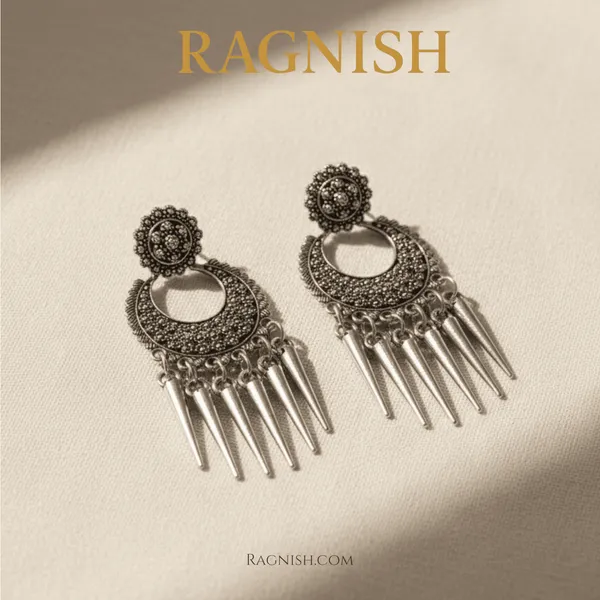Silver_Oxidized_Alloy_And_Thread_Tassels_Premium_&_Fancy_Design_Earrings_For_Women