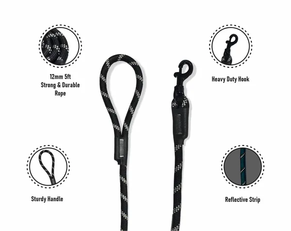 Nylon_Reflective_Collar_&_Rope_For_Dog_-_Black