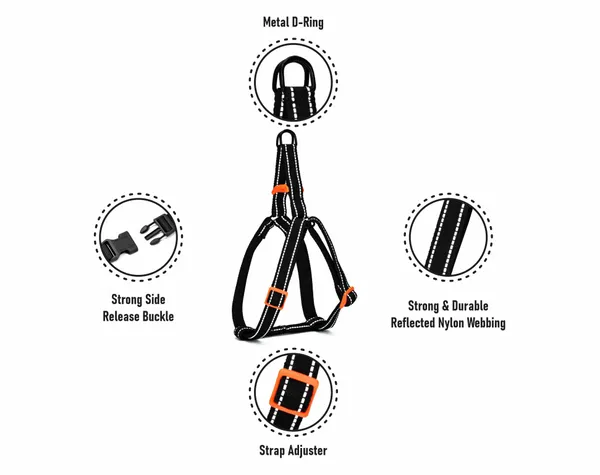 Nylon_Reflective_Collar_&_Rope_For_Dog_-_Black
