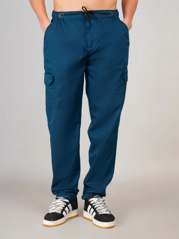 Blue_Premium_Cotton_Solid_Regular_Fit_Cargo_Pant_For_Men