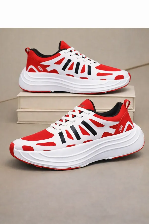 Red_&_White_Synthetic_Leather_Premium_&_Comfortable_Sneakers_For_Men