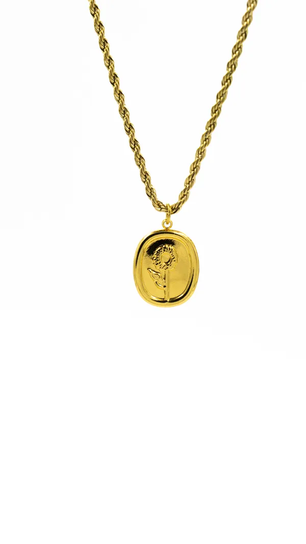 Gold_Plated_Oval_Pendant_Necklace_With_Rope_Chain_For_Women