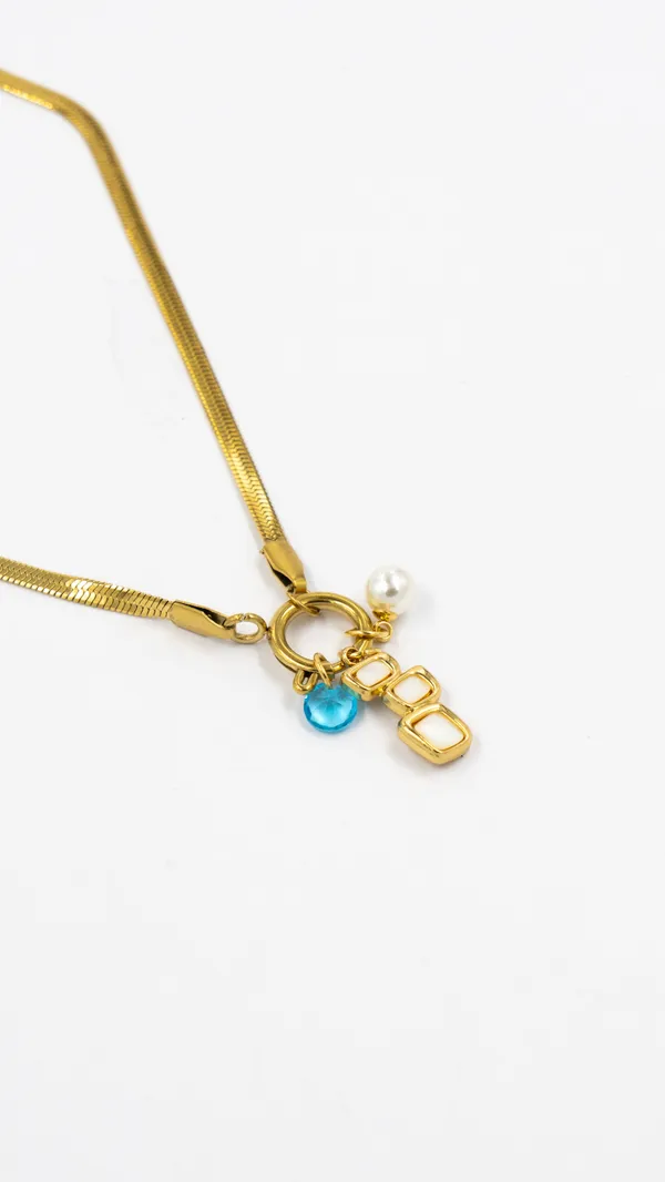 Gold_Plated_Snake_Chain_Necklace_With_Square_Charm_Pendant_And_Pearl_And_Blue_Bead_Accents_For_Women