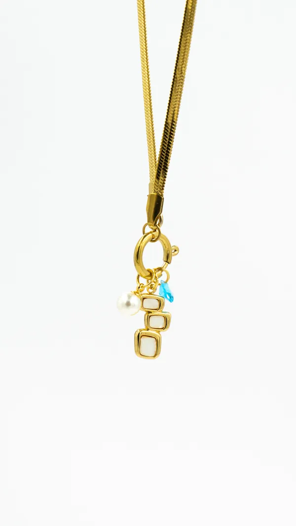 Gold_Plated_Snake_Chain_Necklace_With_Square_Charm_Pendant_And_Pearl_And_Blue_Bead_Accents_For_Women