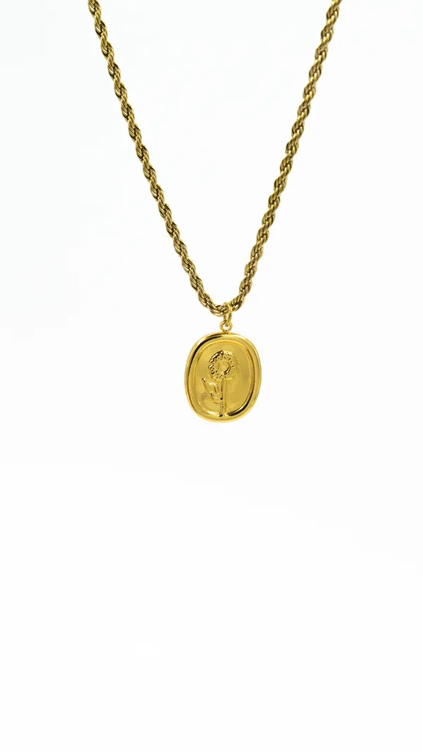 Gold_Plated_Oval_Pendant_Necklace_With_Rope_Chain_For_Women