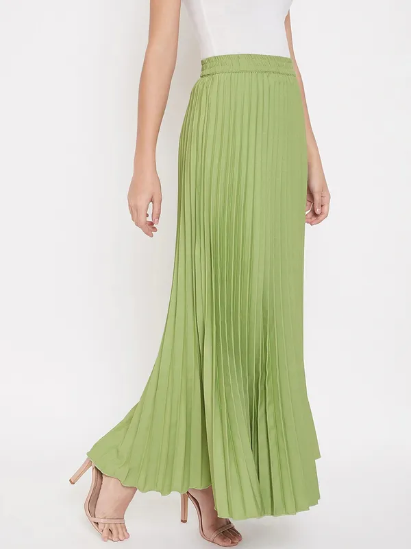 Green_Crepe_Maxi_Skirt_For_Women