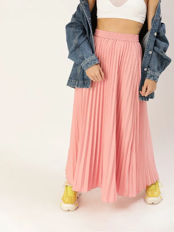 Pink_Crepe_Maxi_Skirt_For_Women
