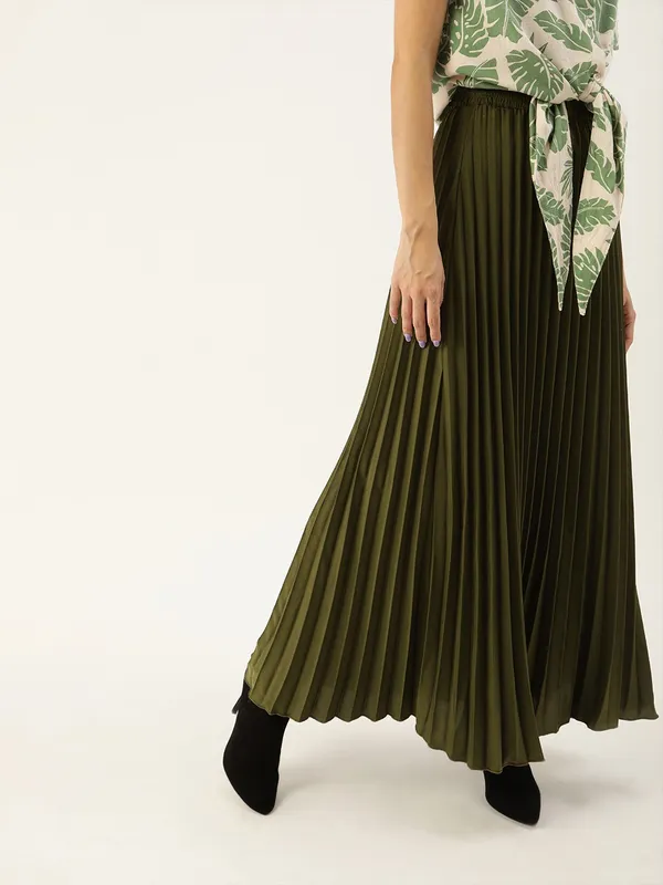 Olive_Crepe_Maxi_Skirt_For_Women