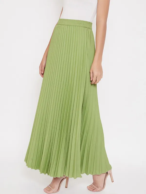 Green_Crepe_Maxi_Skirt_For_Women