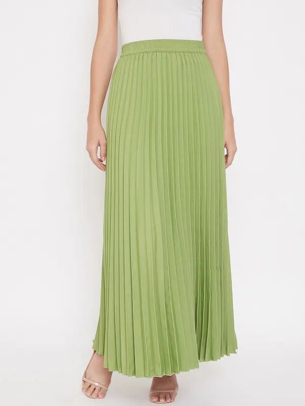 Green_Crepe_Maxi_Skirt_For_Women