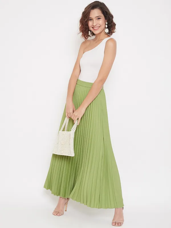 Green_Crepe_Maxi_Skirt_For_Women