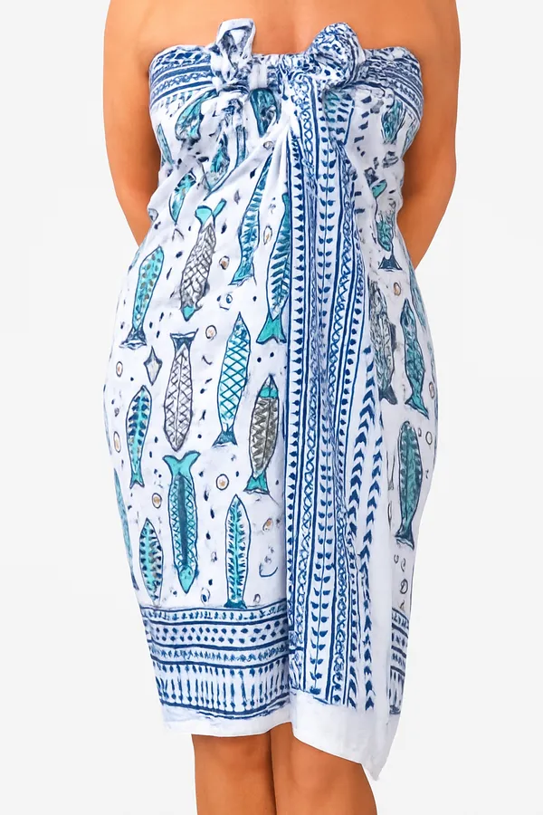 White_Fish_Print_Wrap_Skirt_for_Women