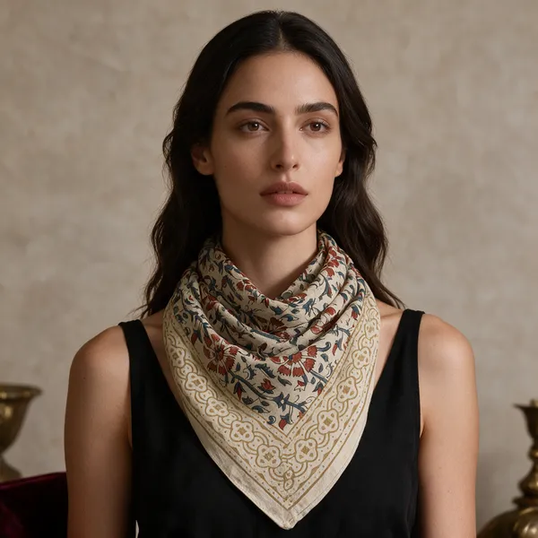 Beige_Floral_Print_Triangular_Scarf_for_Women