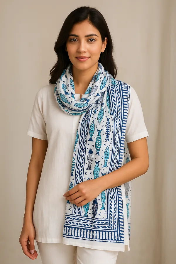 White_Fish_Print_Wrap_Skirt_for_Women