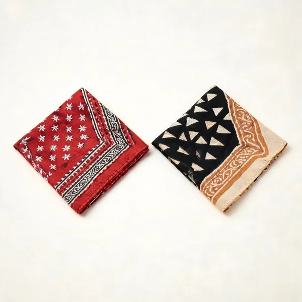 Combo_of_(Red_Premium_Printed_Design_Bandana_Scarf_For_Women_&_Multicolor_Cotton_Hand_Block_Printed-Design-Bandana-Scarf-For-Women)