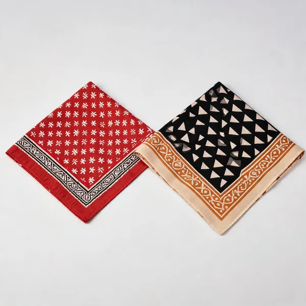 Combo_of_(Red_Premium_Printed_Design_Bandana_Scarf_For_Women_&_Multicolor_Cotton_Hand_Block_Printed-Design-Bandana-Scarf-For-Women)