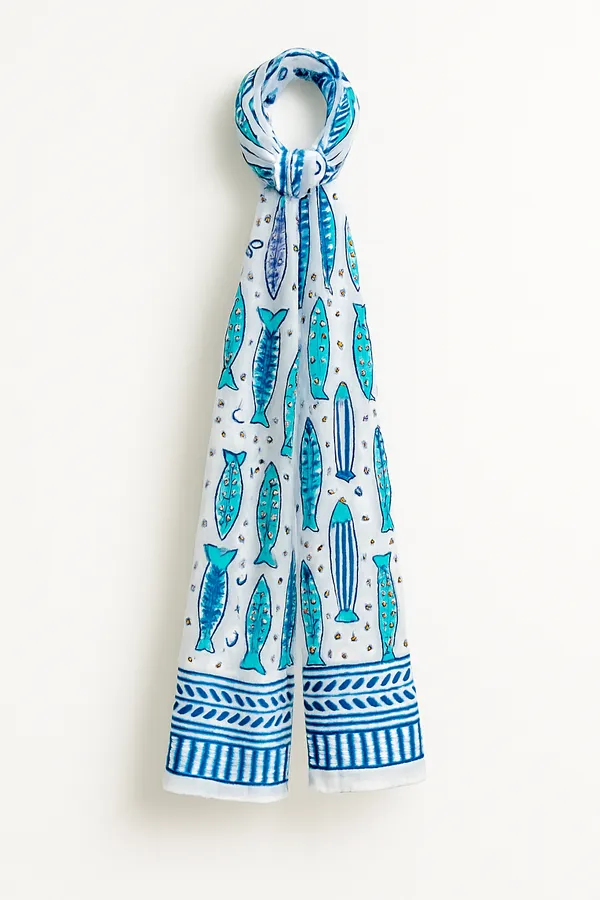 White_Fish_Print_Wrap_Skirt_for_Women