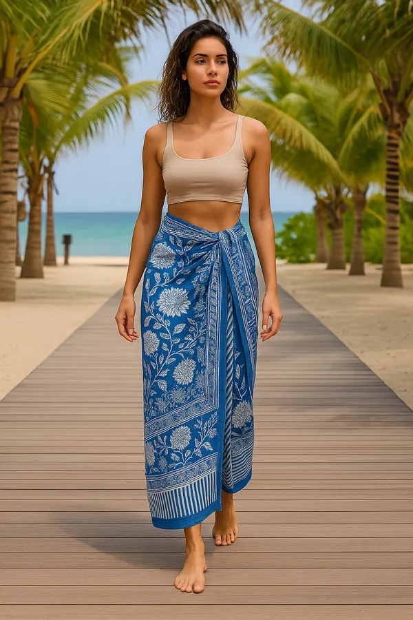 Blue_Floral_Print_Wrap_Skirt_for_Women