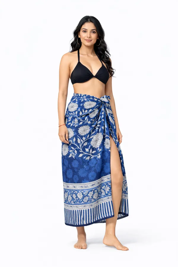 Blue_Floral_Print_Wrap_Skirt_for_Women