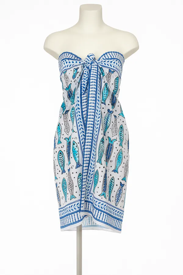 White_Fish_Print_Wrap_Skirt_for_Women