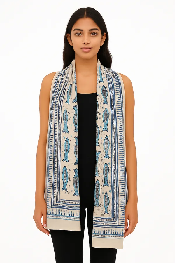 White_Fish_Print_Wrap_Skirt_for_Women