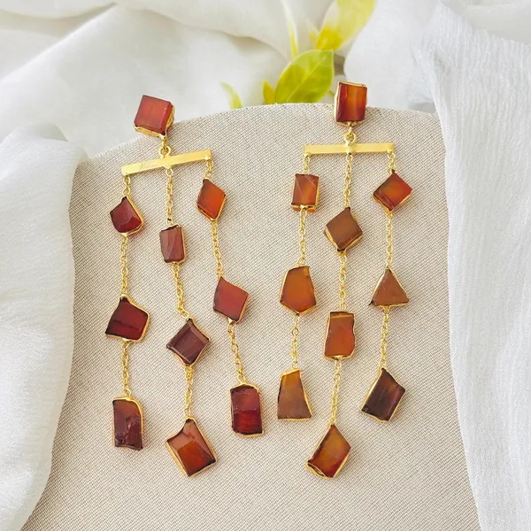 Carnian_Rough_Stone_Waterfall_Brass_Earring_For_Women