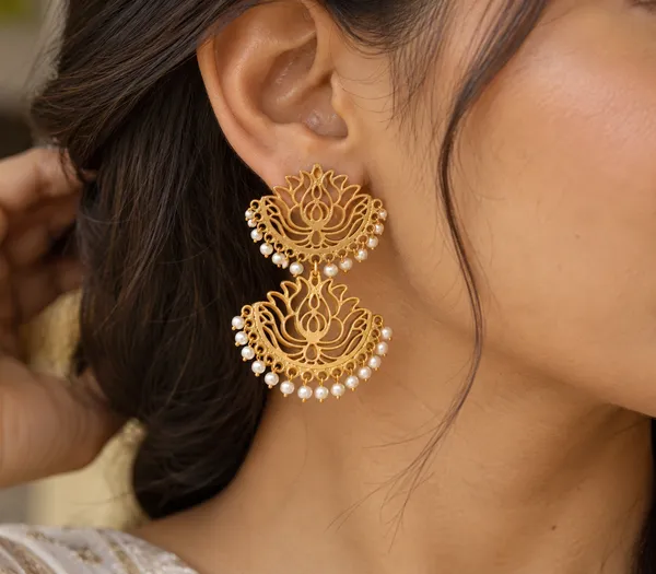 Gold-Tone_Lotus_Pearl_Drop_Earrings_for_Women