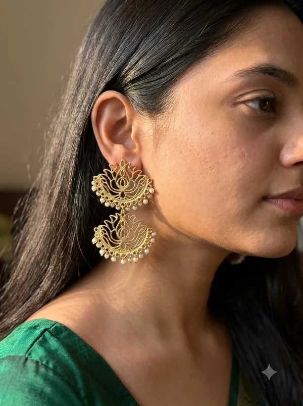 Gold-Tone_Lotus_Pearl_Drop_Earrings_for_Women