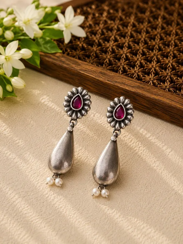 Ruby_Sun_Drop_Red_Colour_Brass_Earring_For_Women