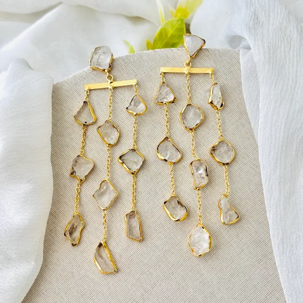 Crystal_Rough_Stone_Waterfall_Brass_Earring_For_Women