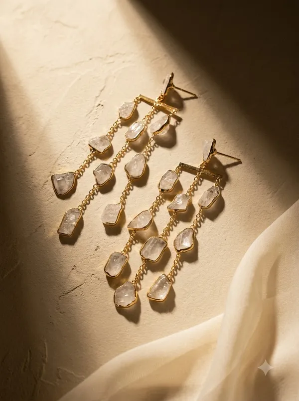 Crystal_Rough_Stone_Waterfall_Brass_Earring_For_Women