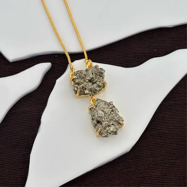 Pyrite_Necklace_Brass_Neck_Piece_For_Women