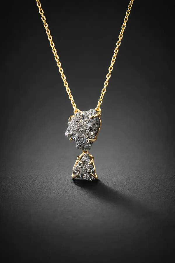 Pyrite_Necklace_Brass_Neck_Piece_For_Women