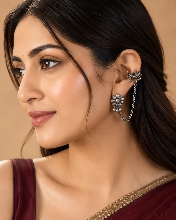 Chaand_Phool_Silver_Colour_Brass_Earcuff_For_Women