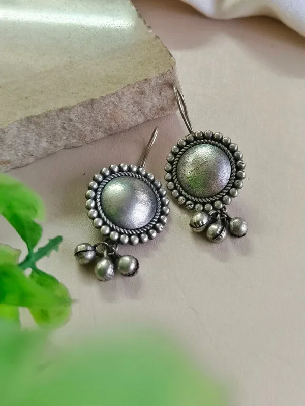Round_Halo_Drop_Silver_Colour_Brass_Earring_For_Women