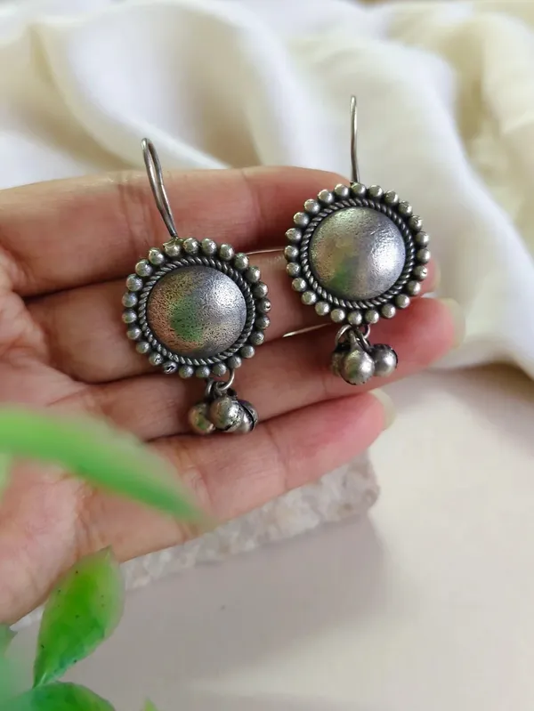 Round_Halo_Drop_Silver_Colour_Brass_Earring_For_Women