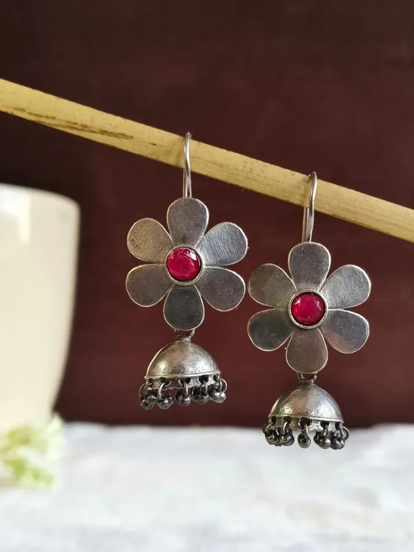 Ruby_Bloom_Red_Colour_Brass_Earring_For_Women