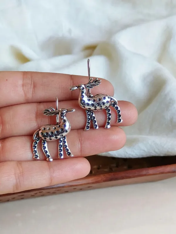 Crystal_Deer_Charm_Silver_Colour_Brass_Earring_For_Women