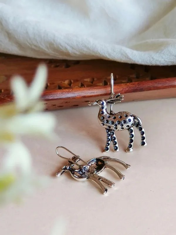 Crystal_Deer_Charm_Silver_Colour_Brass_Earring_For_Women
