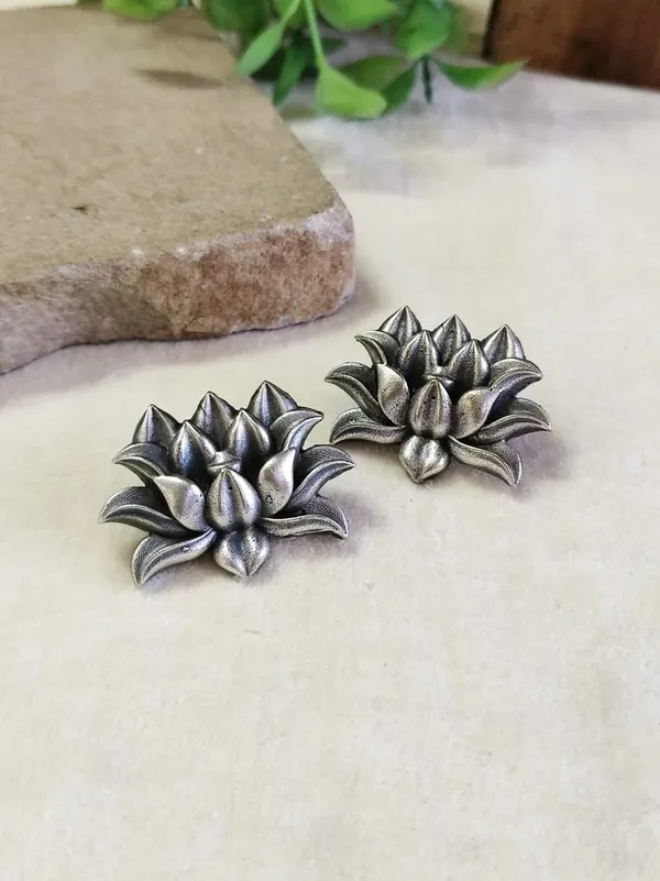 Lotus_Bloom_Silver_Colour_Brass_Earring_For_Women